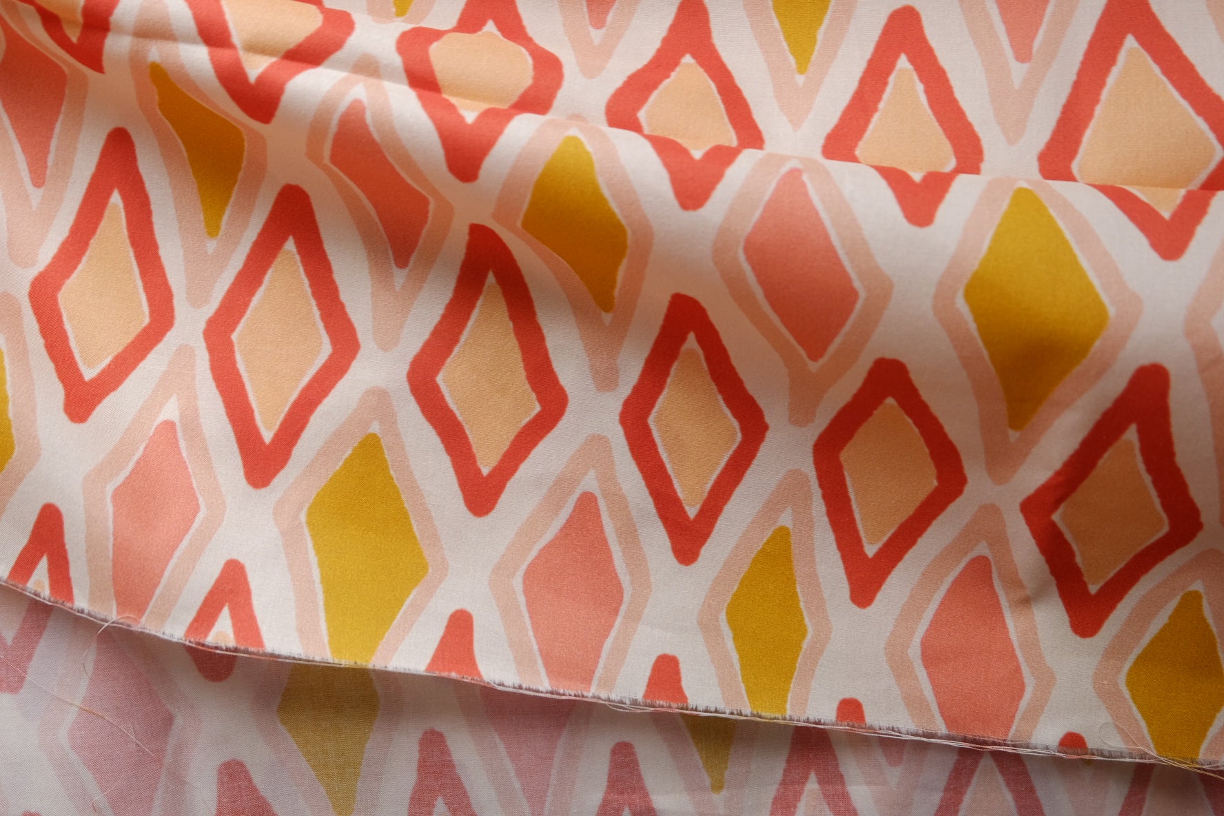 Coral Geometric Cotton Poplin – 2.2 yd