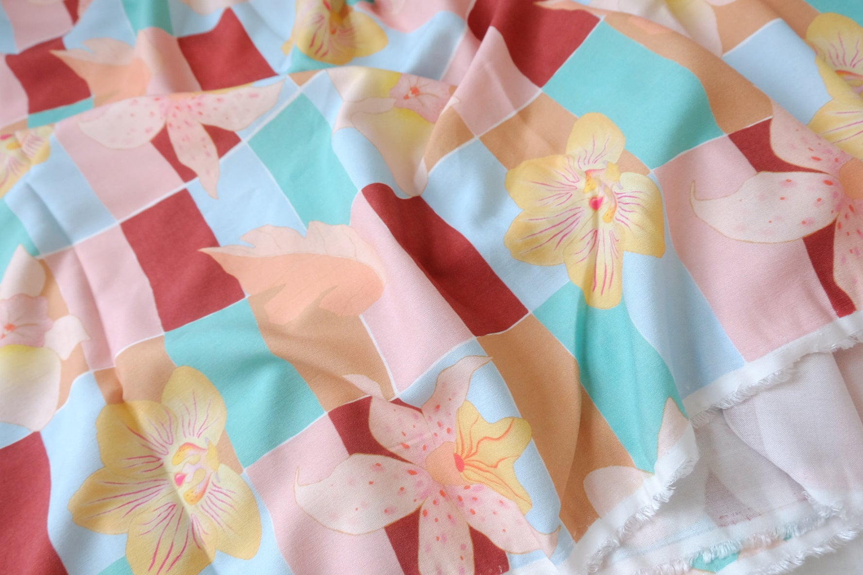 Tropical Orchid Soft Rayon Challis — 3.28 yd