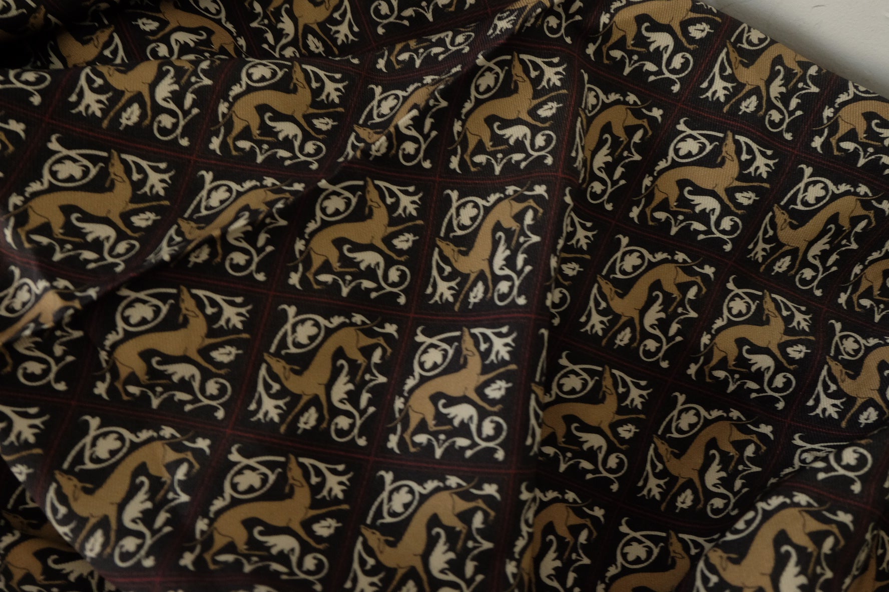 Black Gold Ornamental Twill Cupro Fabric – 1.6 yd