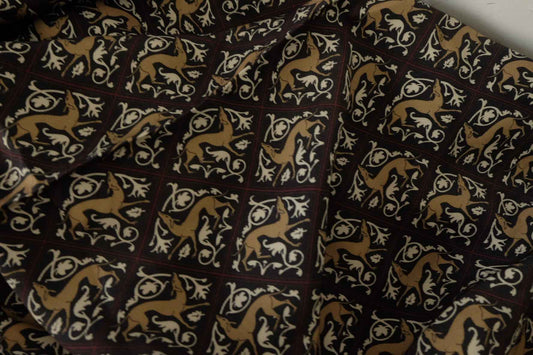 Black Gold Ornamental Twill Cupro Fabric – 1.6 yd