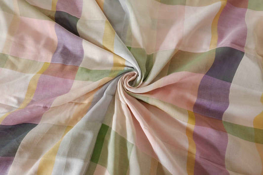 Pastel Yarn-Dyed Cotton Check Fabric – 2.2 yd