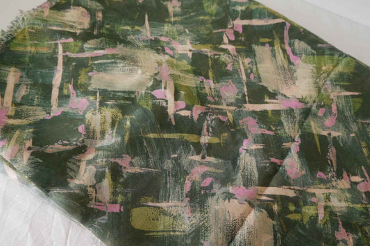 Painterly Abstract Tencel Linen Blend Fabric – 3.3 yd