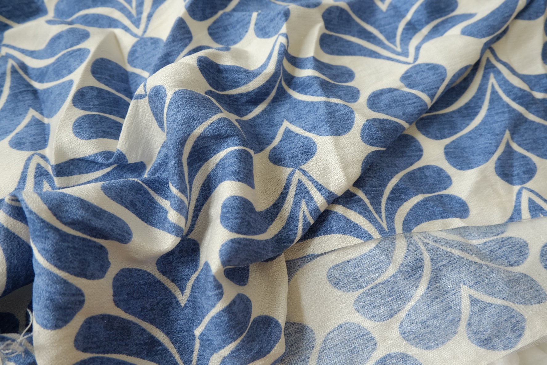 Blue Abstract Tencel Cotton Fabric, 1.70 Yards
