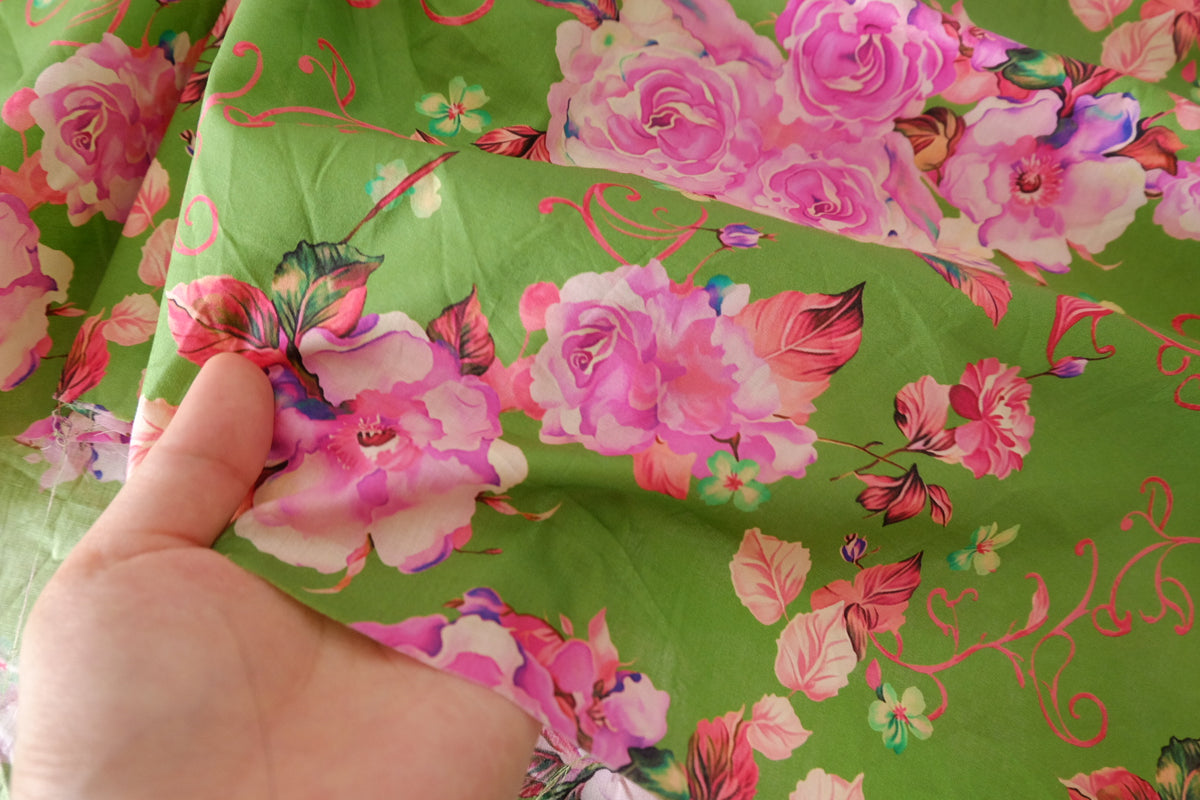Pink Rose Garden Cotton Lawn Remnant – 1.1 yd