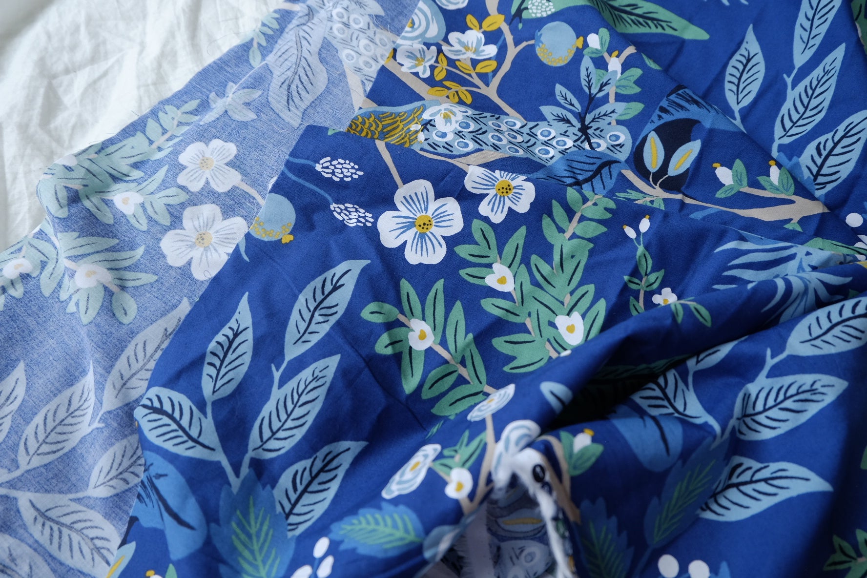 Blue Peacock Garden Silky Lightweight Poplin — 3.28 yd