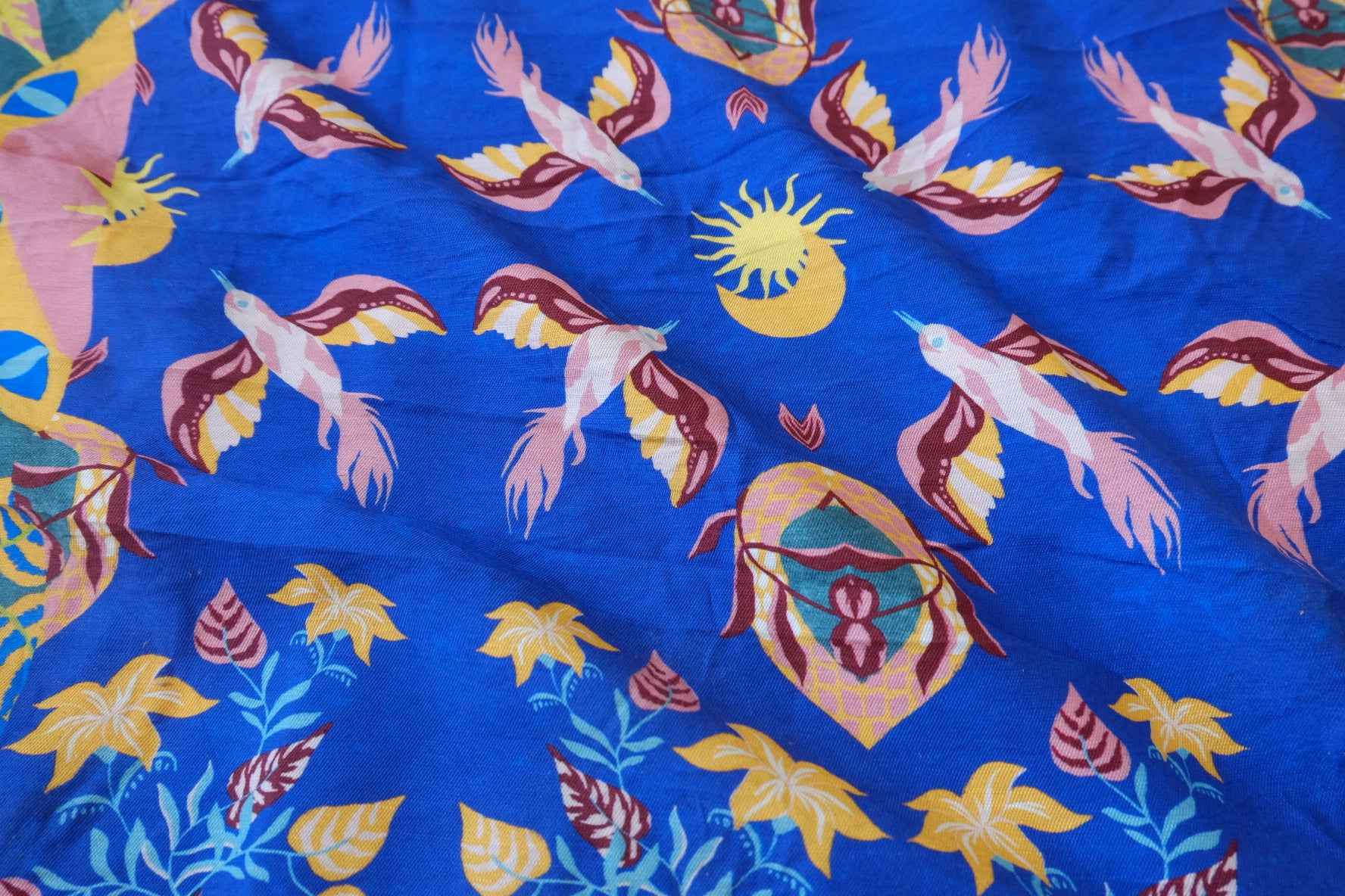 Klein Blue Animal Garden Lyocell Linen Blend Fabric - 2.2yd