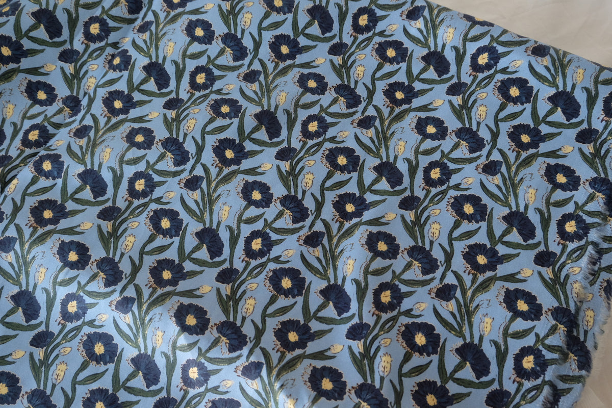 Midnight Blue Blooms Cotton Sateen – 2.19 yd