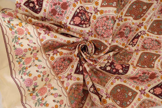 Vintage Floral Tile Cotton Poplin Fabric – 2.2 yd