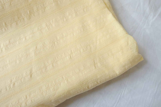 Butter Yellow Cotton Jacquard Stripe Fabric, Soft Summer Weight for Tops, 1.64 Yards