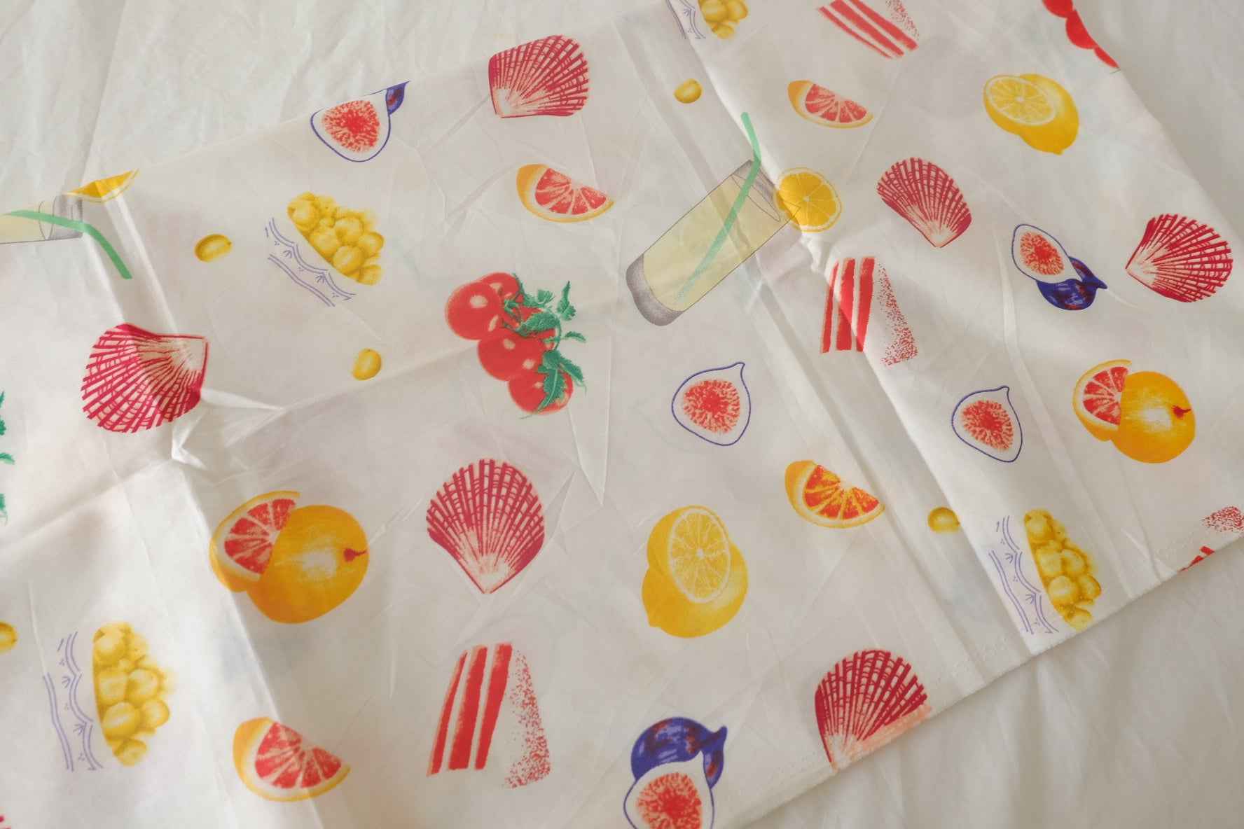 Summer Fruit Picnic Cotton Poplin Fabric – 2.2 Yards / 1.6 Yards