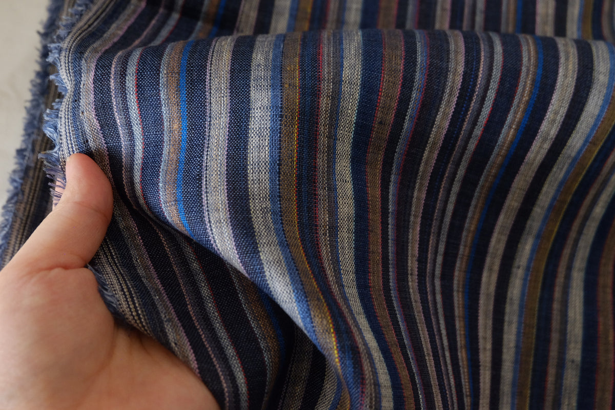 Vintage Multicolor Stripe Pure Linen – 2.2 yd