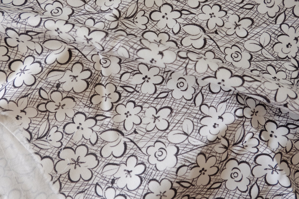 Monochrome Sketch Garden – Double-Layer Cotton Poplin – 2.19 yd