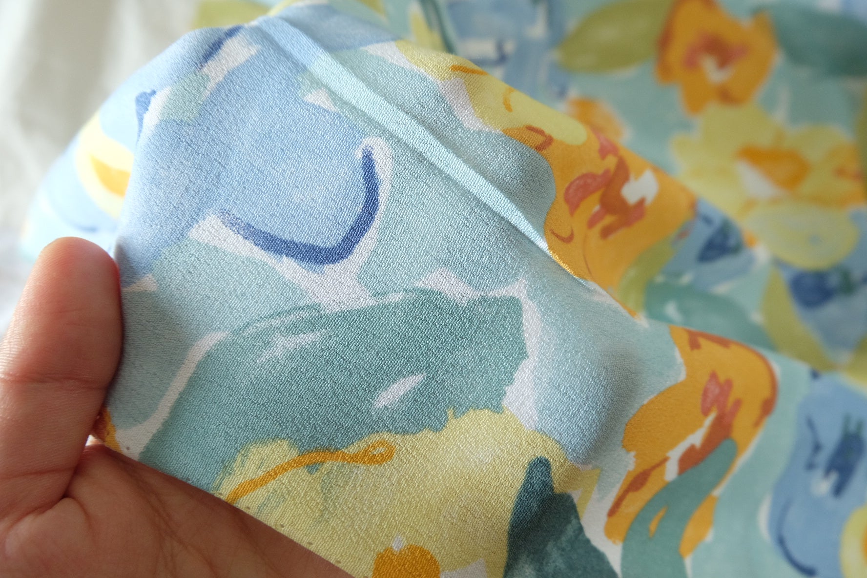Pastel Watercolor Floral Rayon Viscose Fabric – 3.3 yd