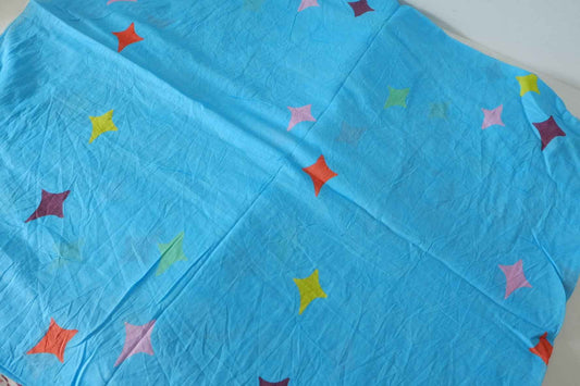 Sky Blue Star Cotton Voile Fabric – 2.7 yd
