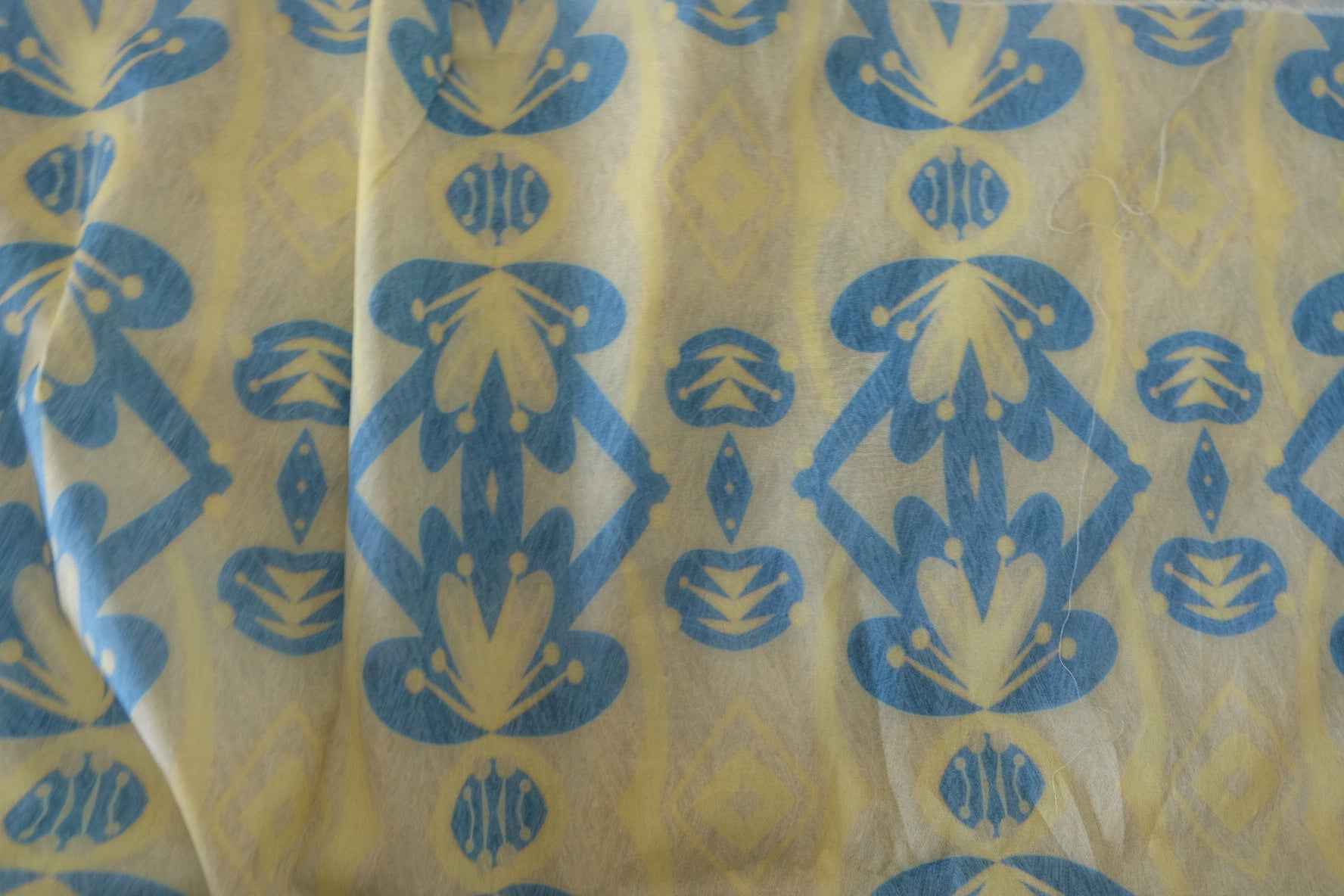 Blue Geometric Floral Cotton Poplin Fabric – 2.2 yd
