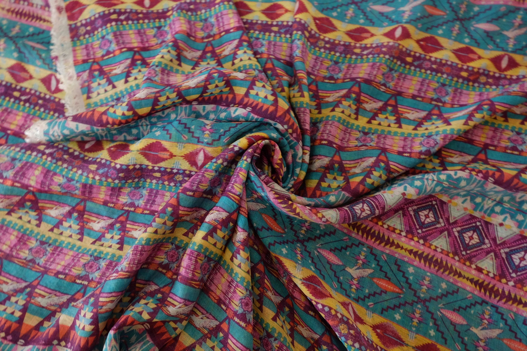 Bohemian Stripe Lightweight Tencel-Cotton Fabric – 1.6 yd