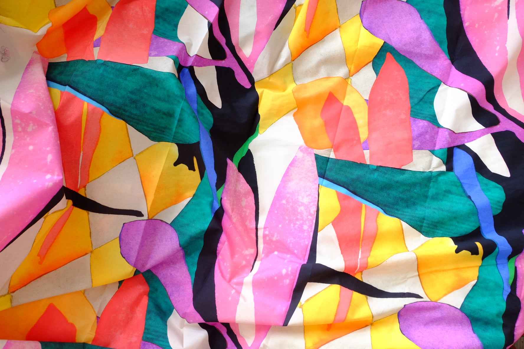 Bold Abstract High-Density Cotton Lawn Fabric - 2.19 yd