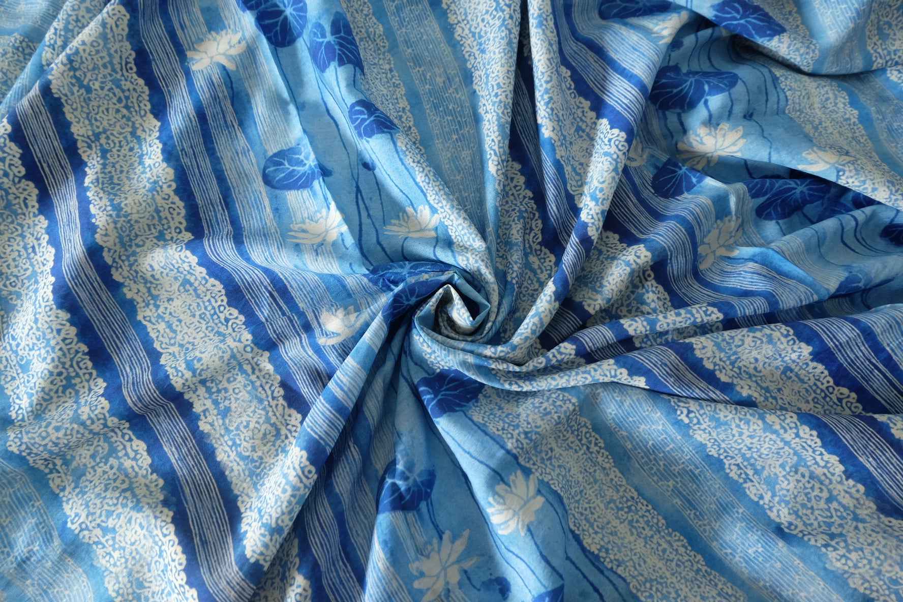 Blue Lotus Stripe Cotton Nylon Fabric – 3.3 yd