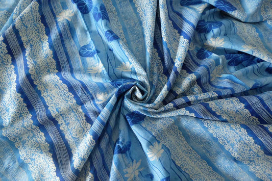 Blue Lotus Stripe Cotton Nylon Fabric – 3.3 yd