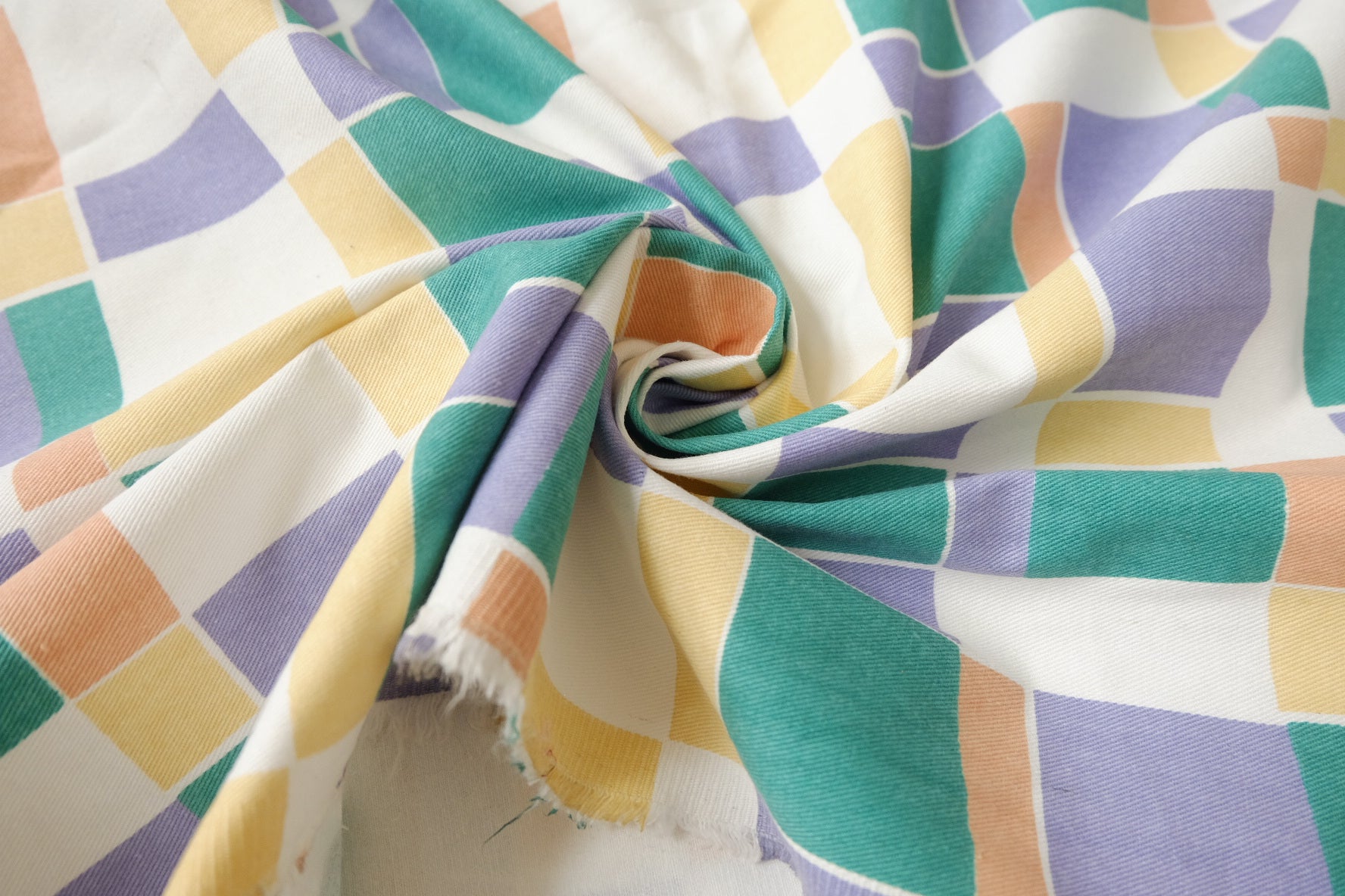 Imperfect Geometric Denim-Weight Cotton Twill, 2.39 Yards