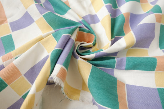 Imperfect Geometric Denim-Weight Cotton Twill, 2.39 Yards