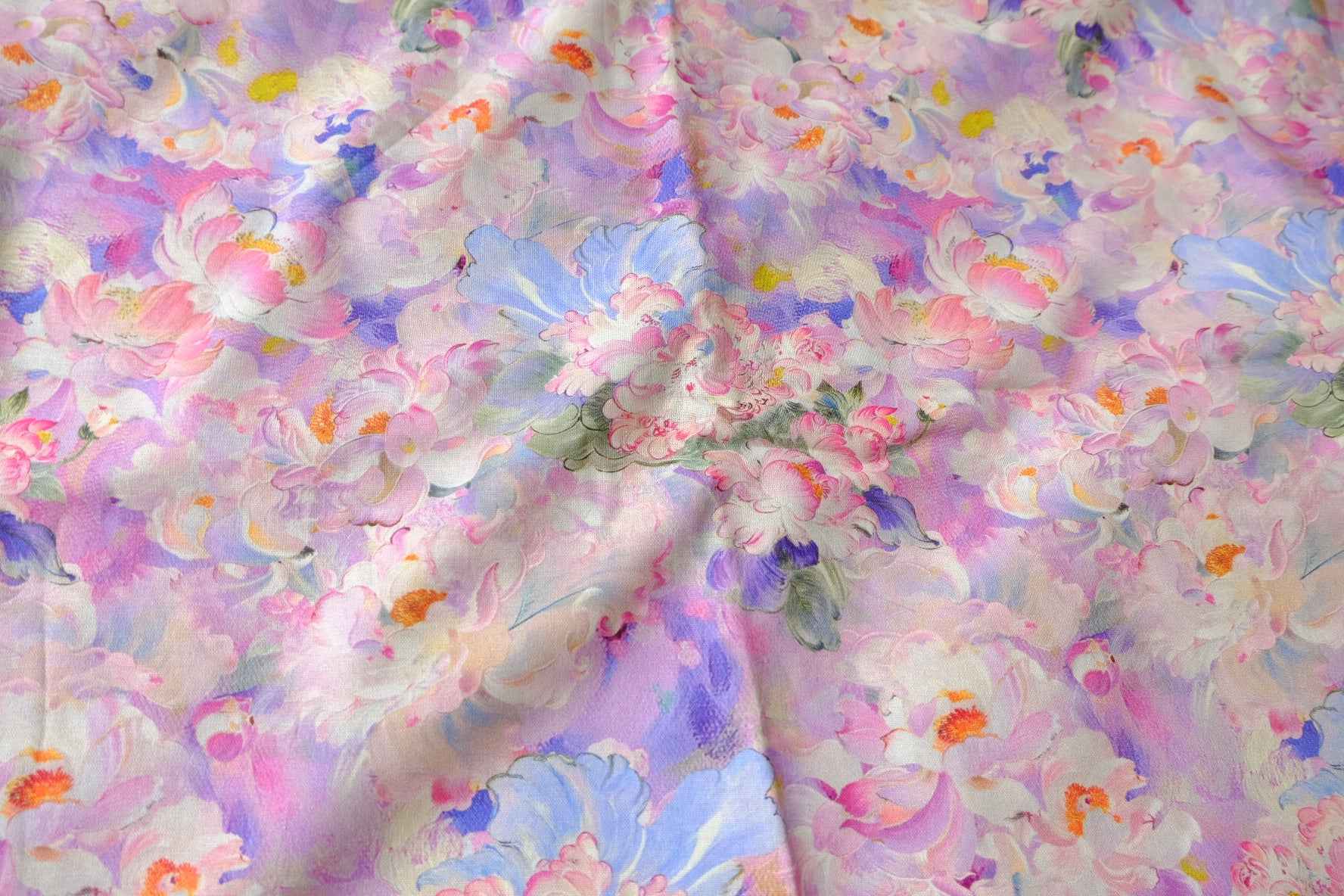 Pastel Floral Cotton Fabric, Soft 20s Dress Weight, 3.28 Yards