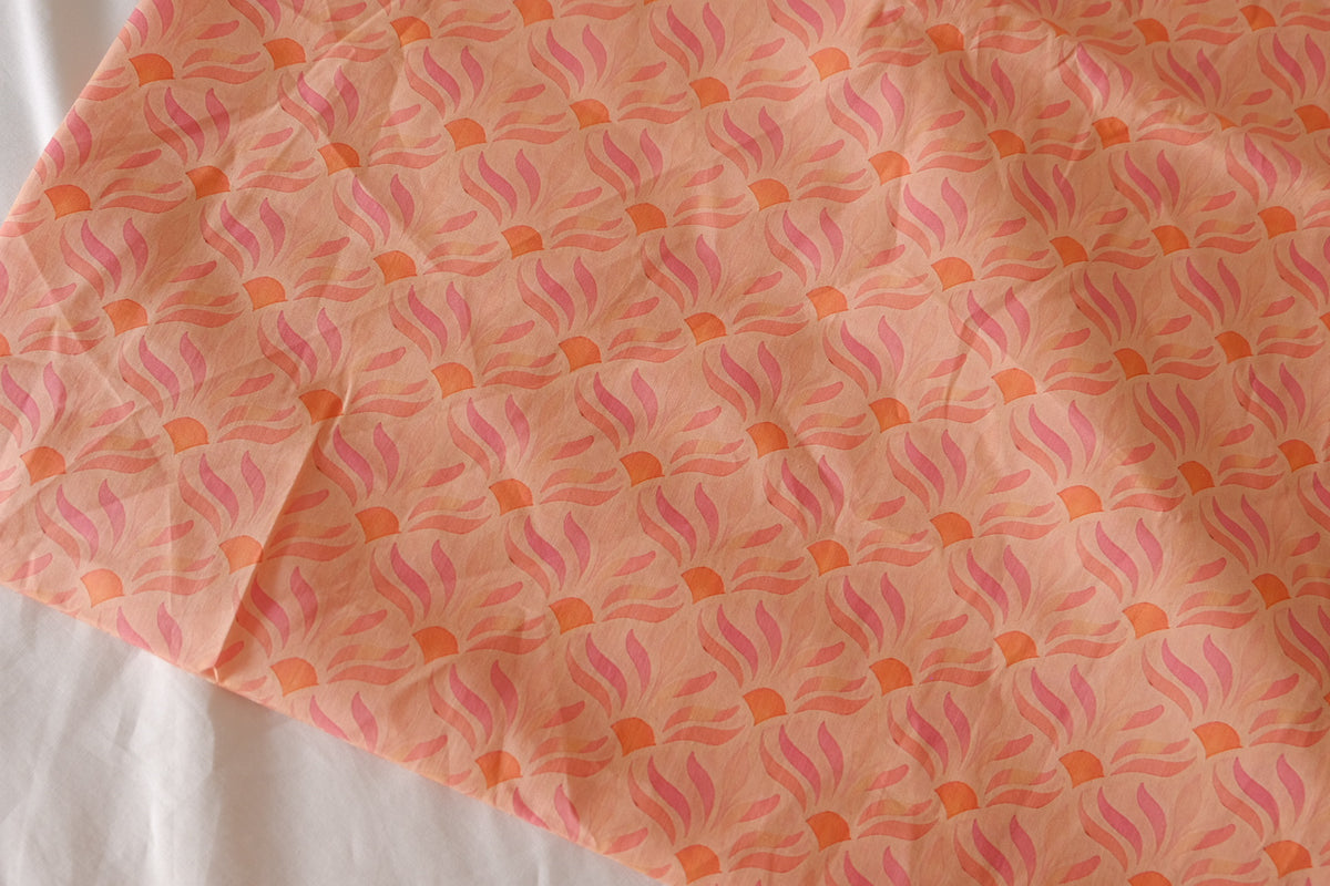 Coral Pink Geo Cotton Lawn — 1.09 yd