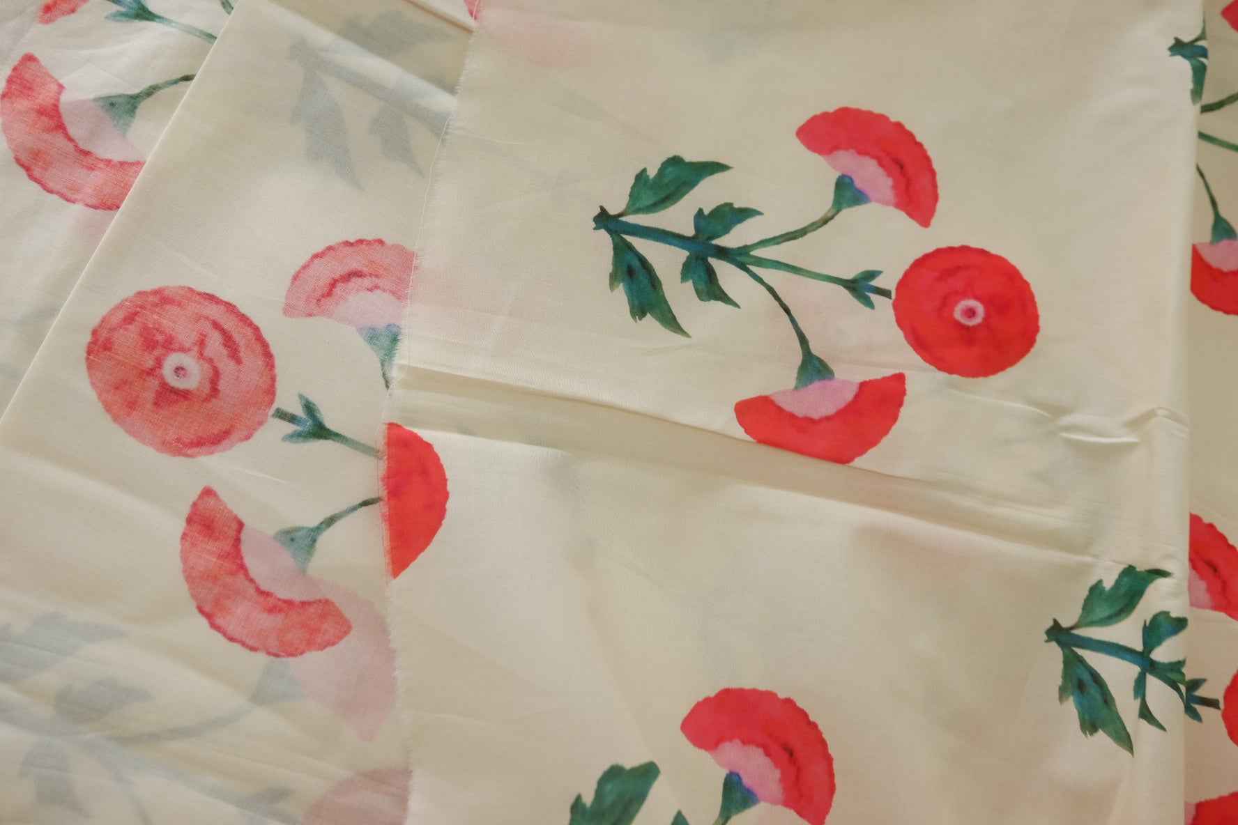 Watercolor Red Blooms Cotton Lawn – 3.3 yd
