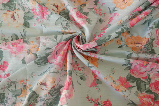 Textured Stripe Floral Cotton Fabric – 3.3 yd