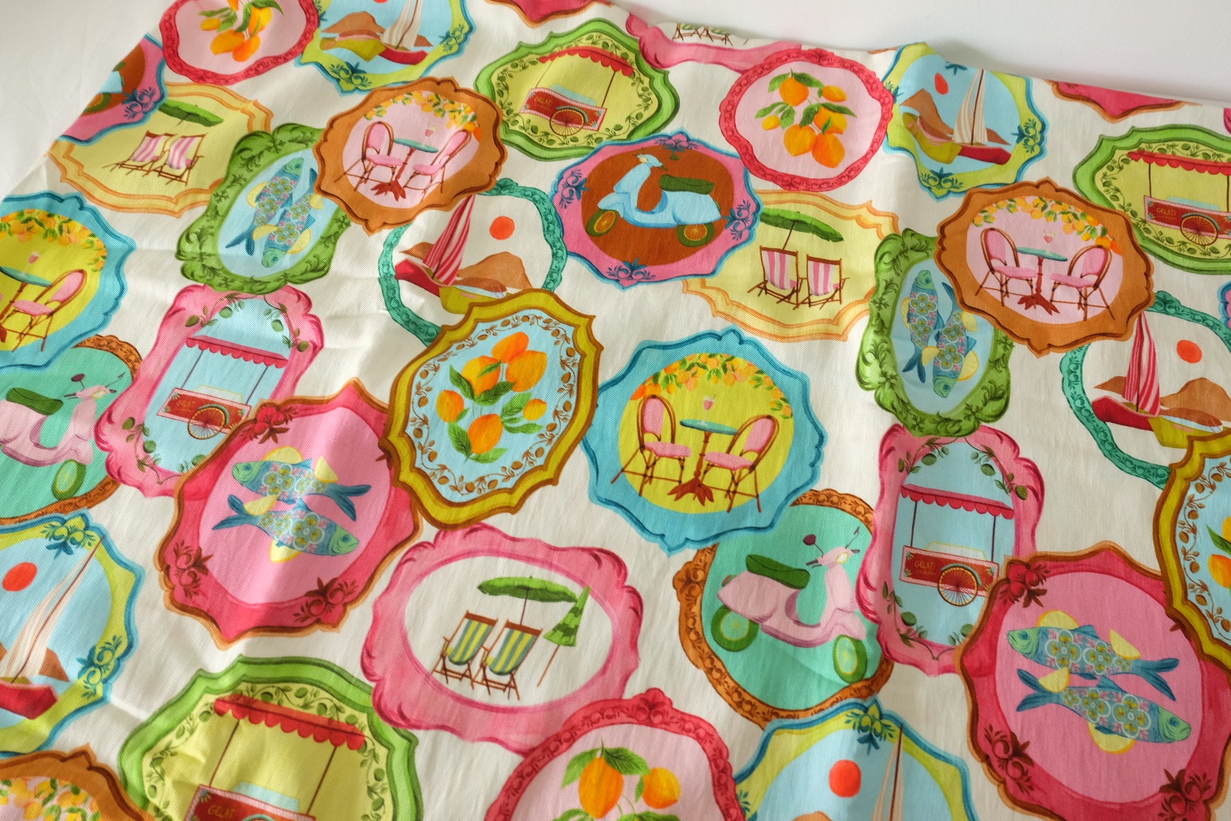 Vintage Travel Print Tencel Cotton Linen Blend Fabric – 2.2 yd