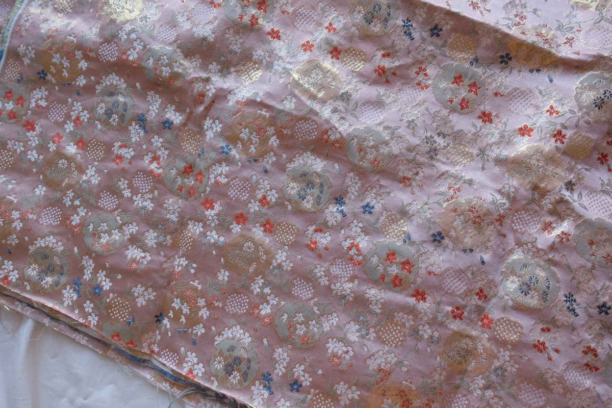 Blush Pink Floral Brocade Jacquard Fabric – 2.19 yd