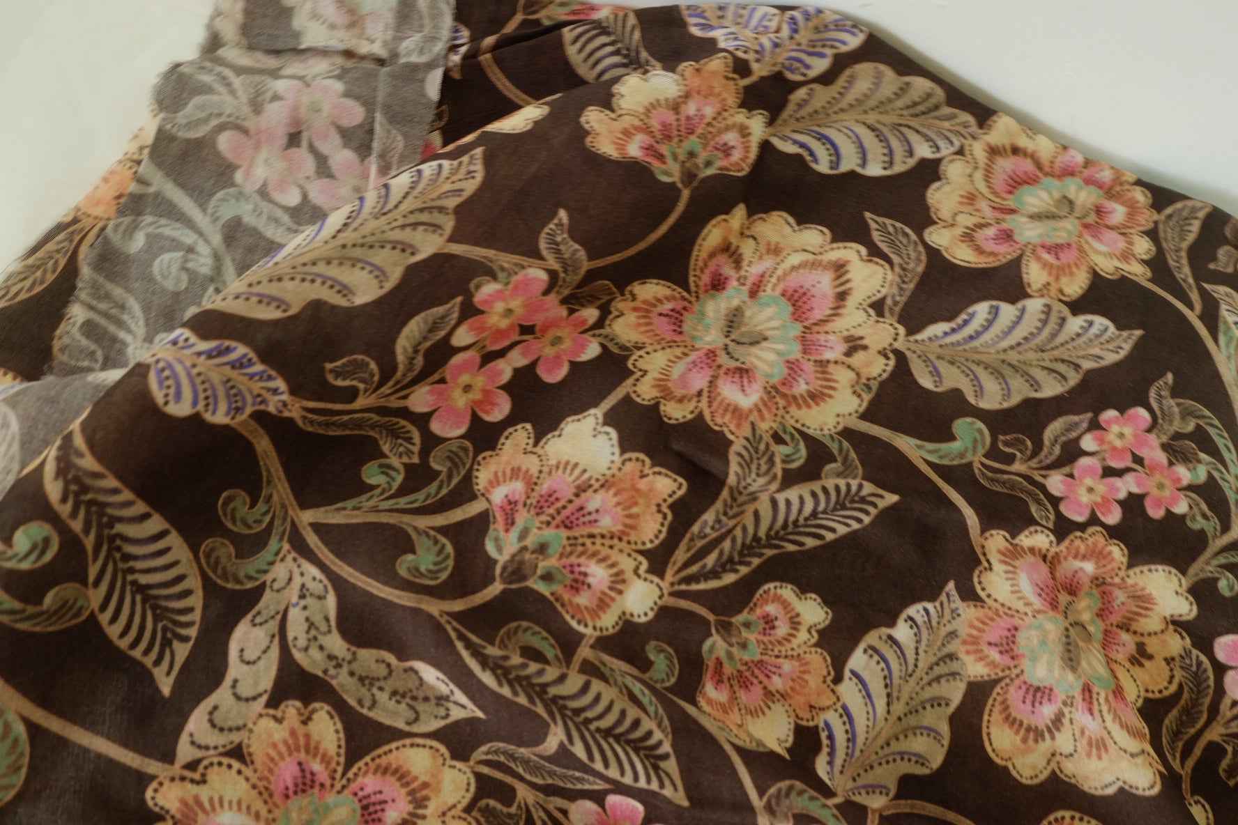 Dark Vintage Floral Lightweight Cotton Fabric – 3.3 yd