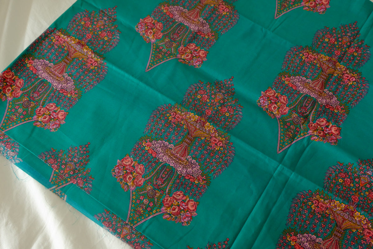 Emerald Ornamental Floral Cotton Lawn – 1.5 yd