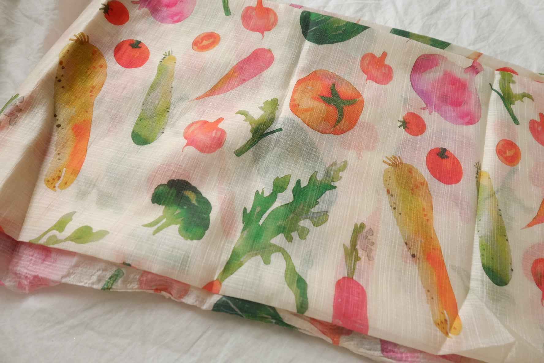 Sheer Watercolor Vegetable Tencel Fabric - 2.46 yd