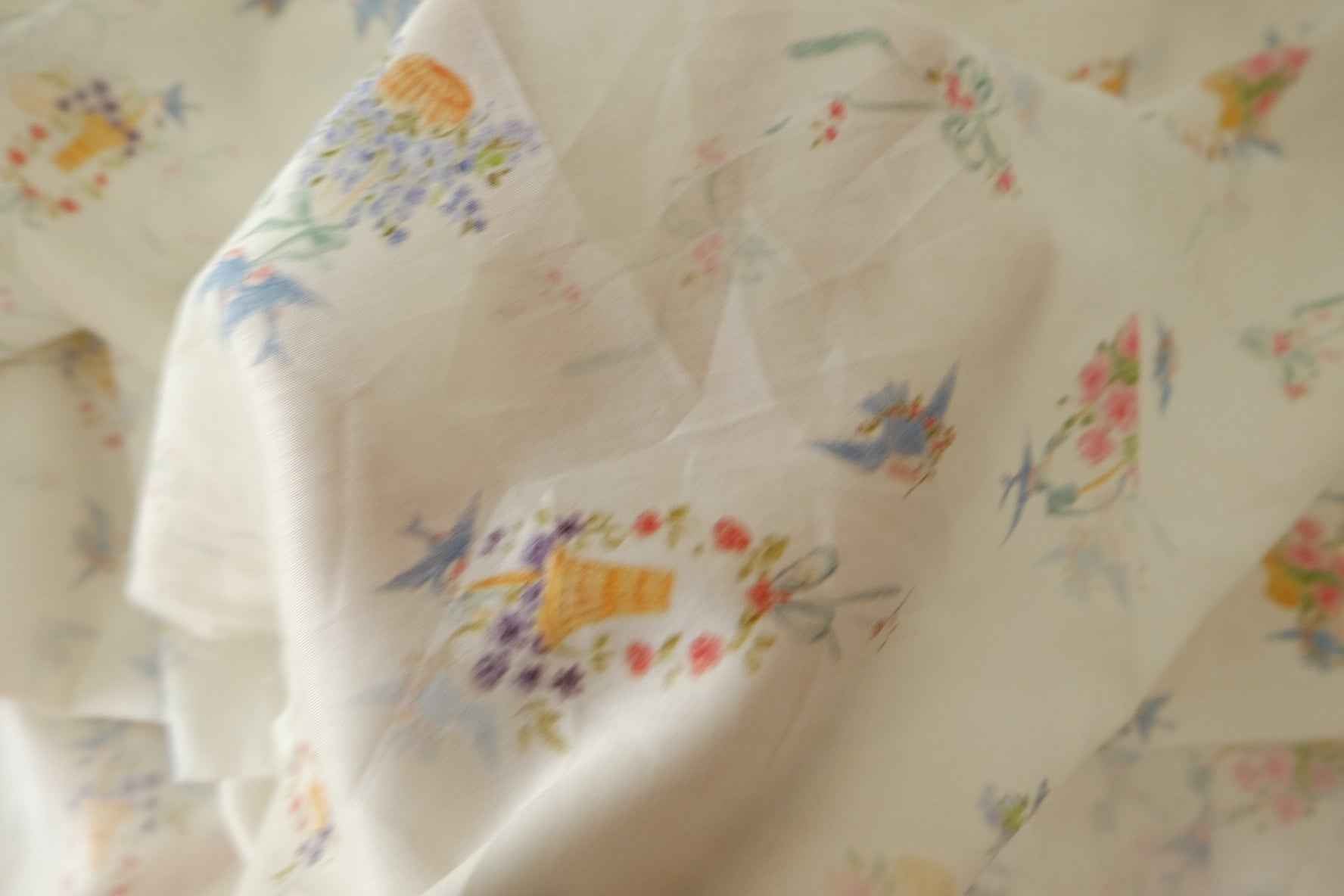 Little Blue Bird 80s Cotton Sateen Fabric – 3.3 yd