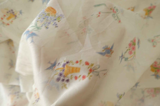 Little Blue Bird 80s Cotton Sateen Fabric – 3.3 yd