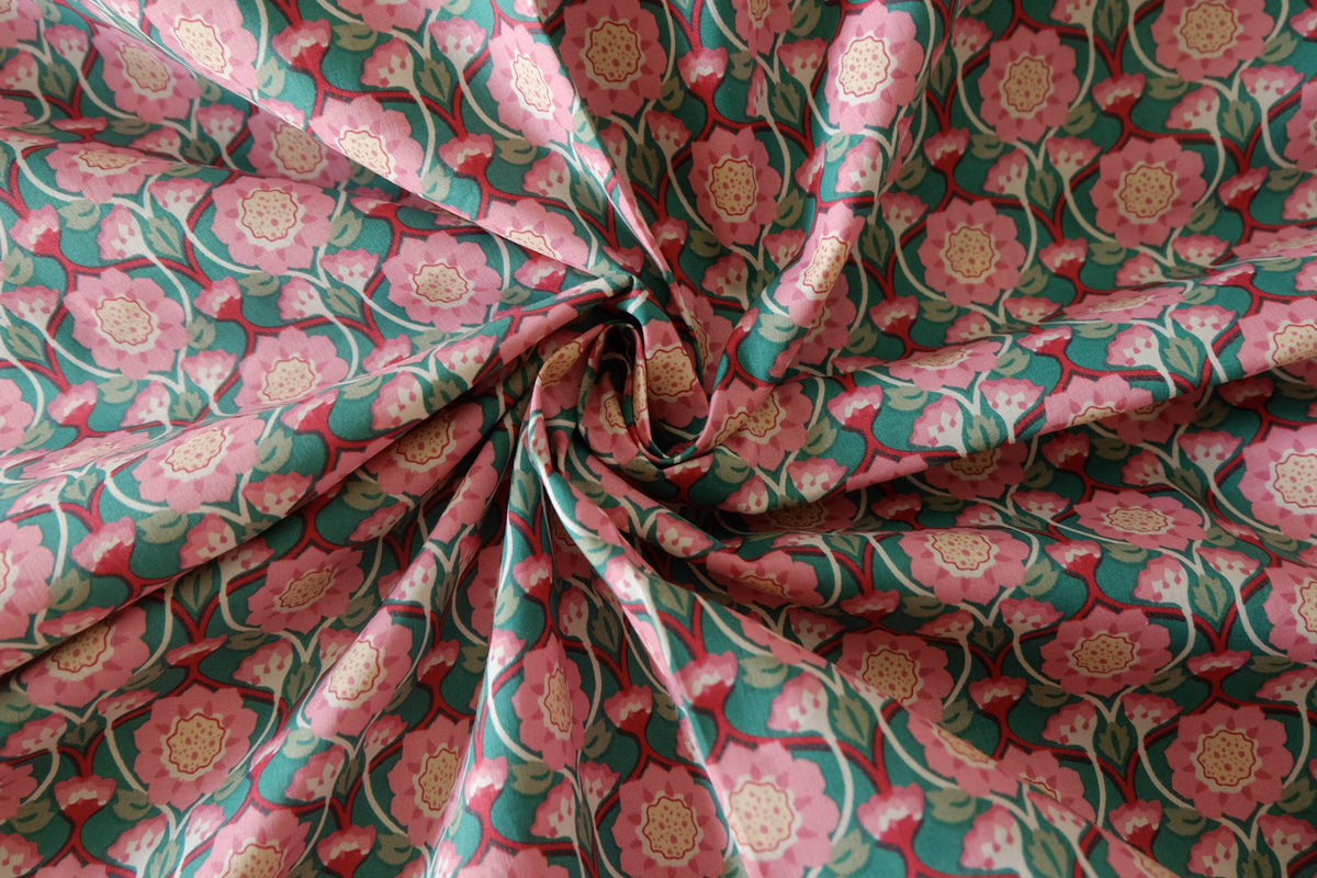 Pink Garden Floral High-Count Cotton Poplin – 3.3 yd