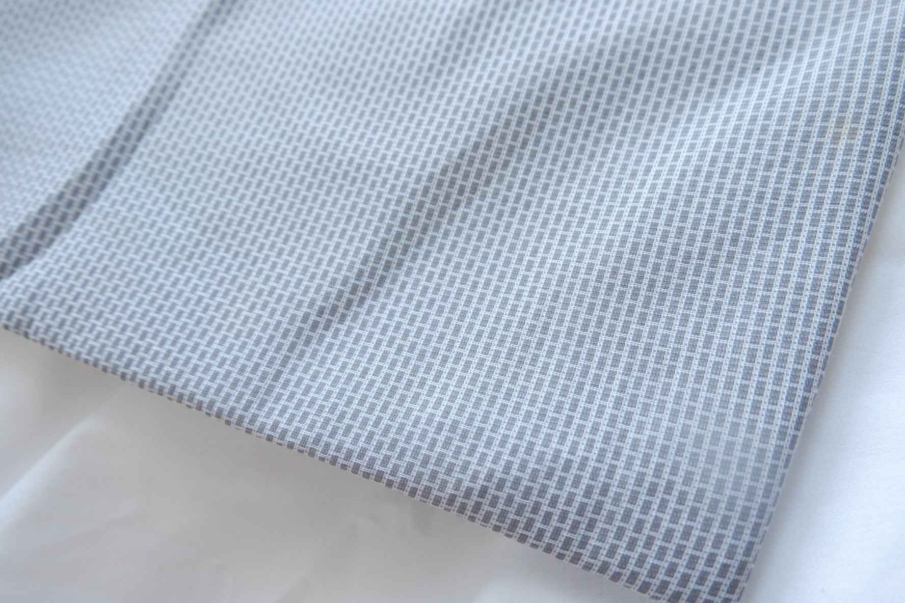Soft Grey-Blue Ramie-Cotton Check Fabric - 2.19 yd