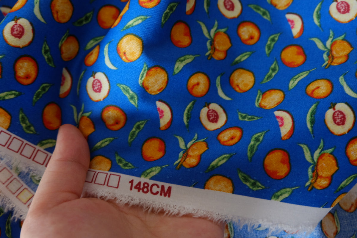 Cobalt Blue Peach Orchard Cotton Poplin – 3.28 yd