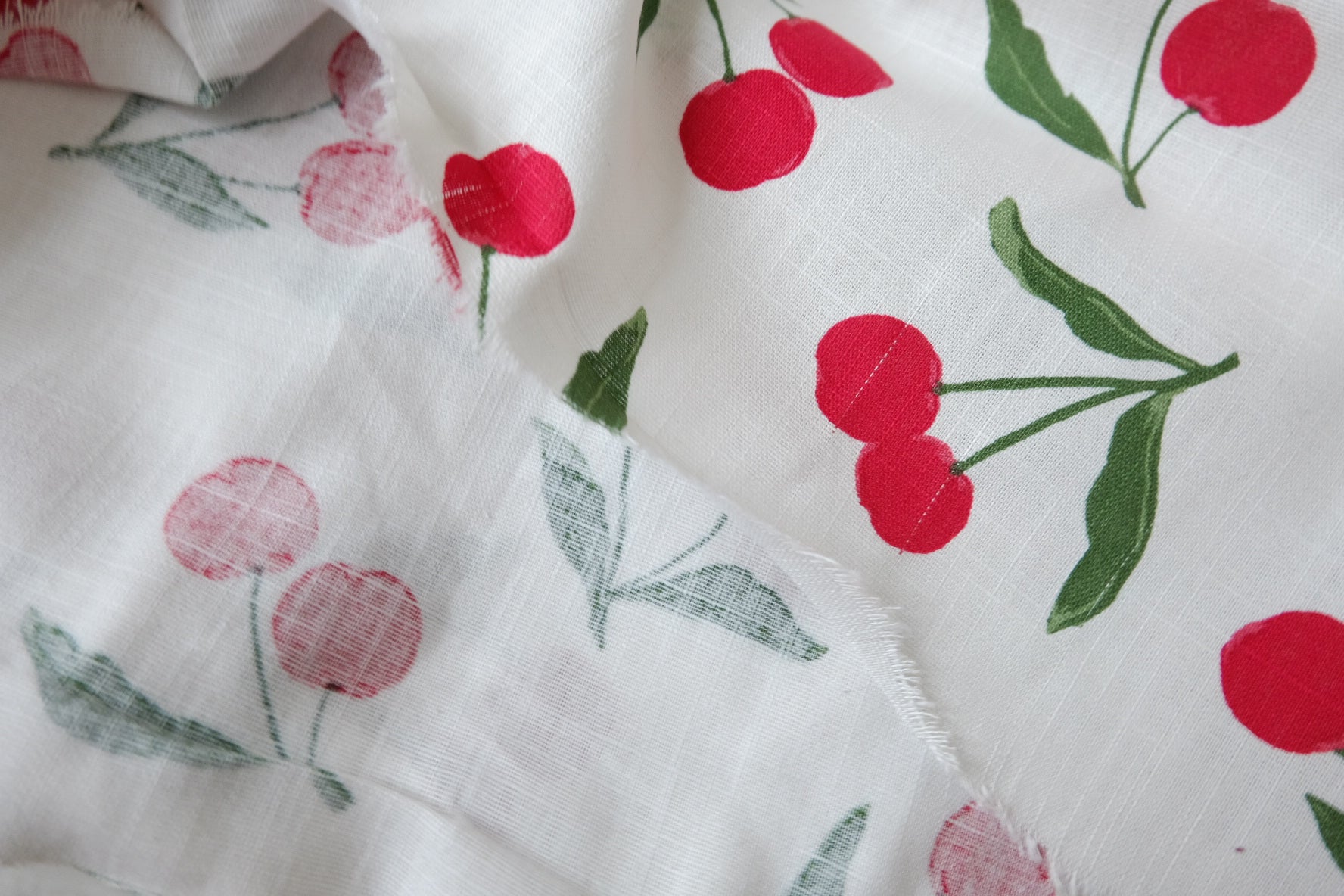 Cherry Linen-Cotton Fabric — 2.19 yd