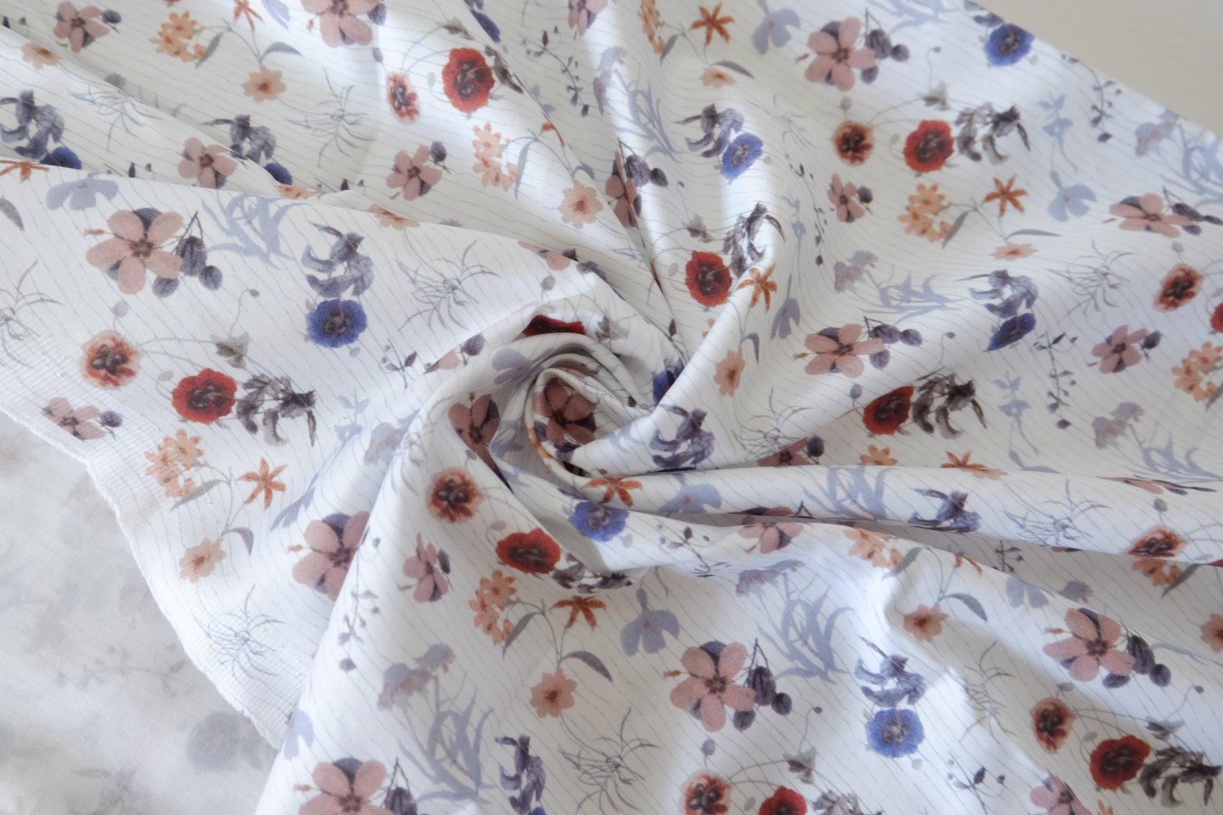 Painterly Floral Cotton Sateen Fabric – 2.2 yd