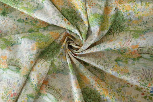 Watercolor Garden Cotton Poplin Fabric – 2.2 yd