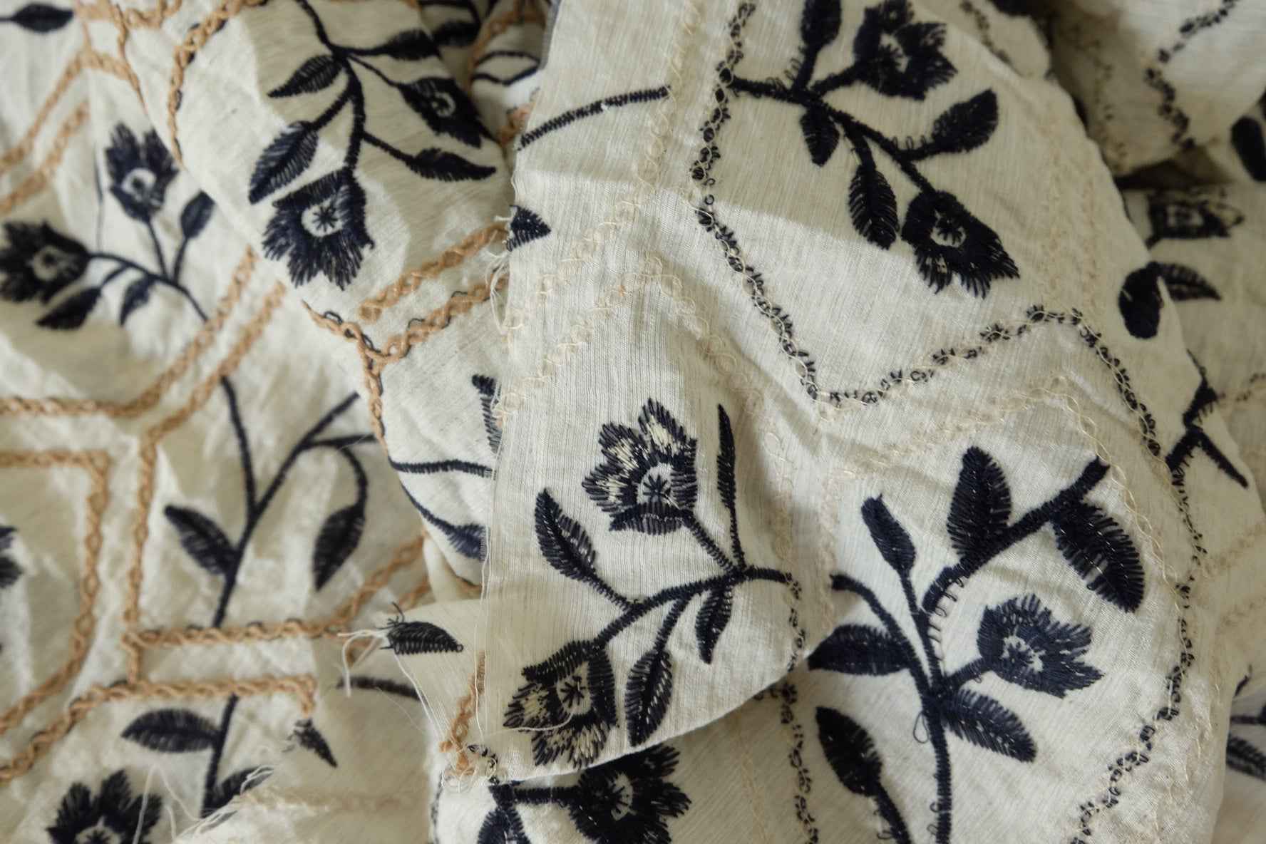 Embroidered Tencel Linen Fabric – 2.5 yd