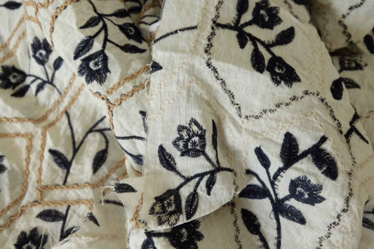 Embroidered Tencel Linen Fabric – 2.5 yd