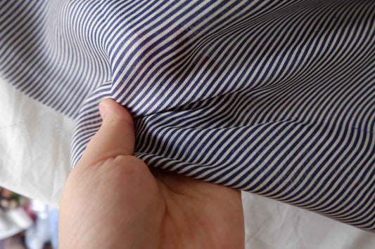 Navy Stripe Yarn-Dyed Pure Linen Fabric – 1.6 yd
