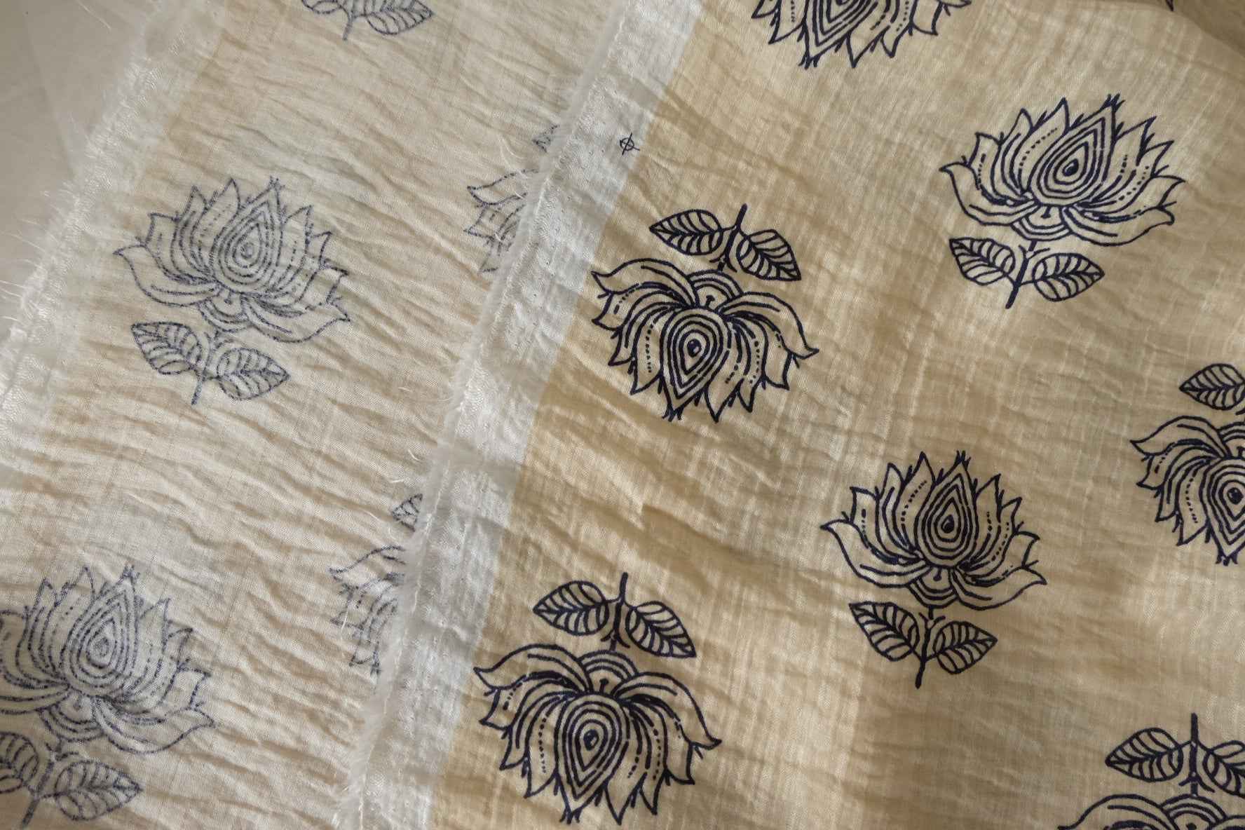 Line Drawing Floral Tencel Cotton Fabric – 1.6 Yards