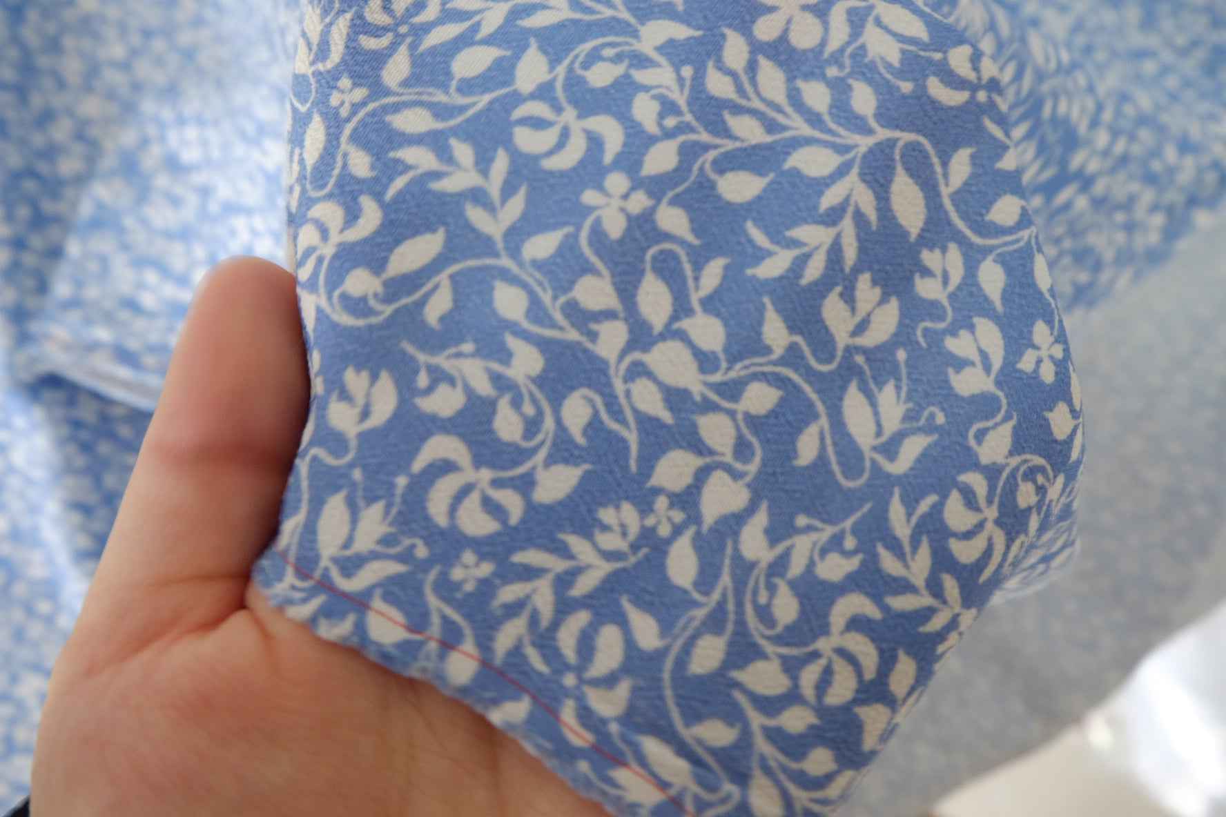 Blue Vine Print Designer Deadstock Rayon Fabric – 3.3 yd