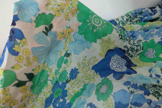 Airy Tencel Ramie Blend Fabric – Lightweight Sheer Floral Print – 2.7 yd