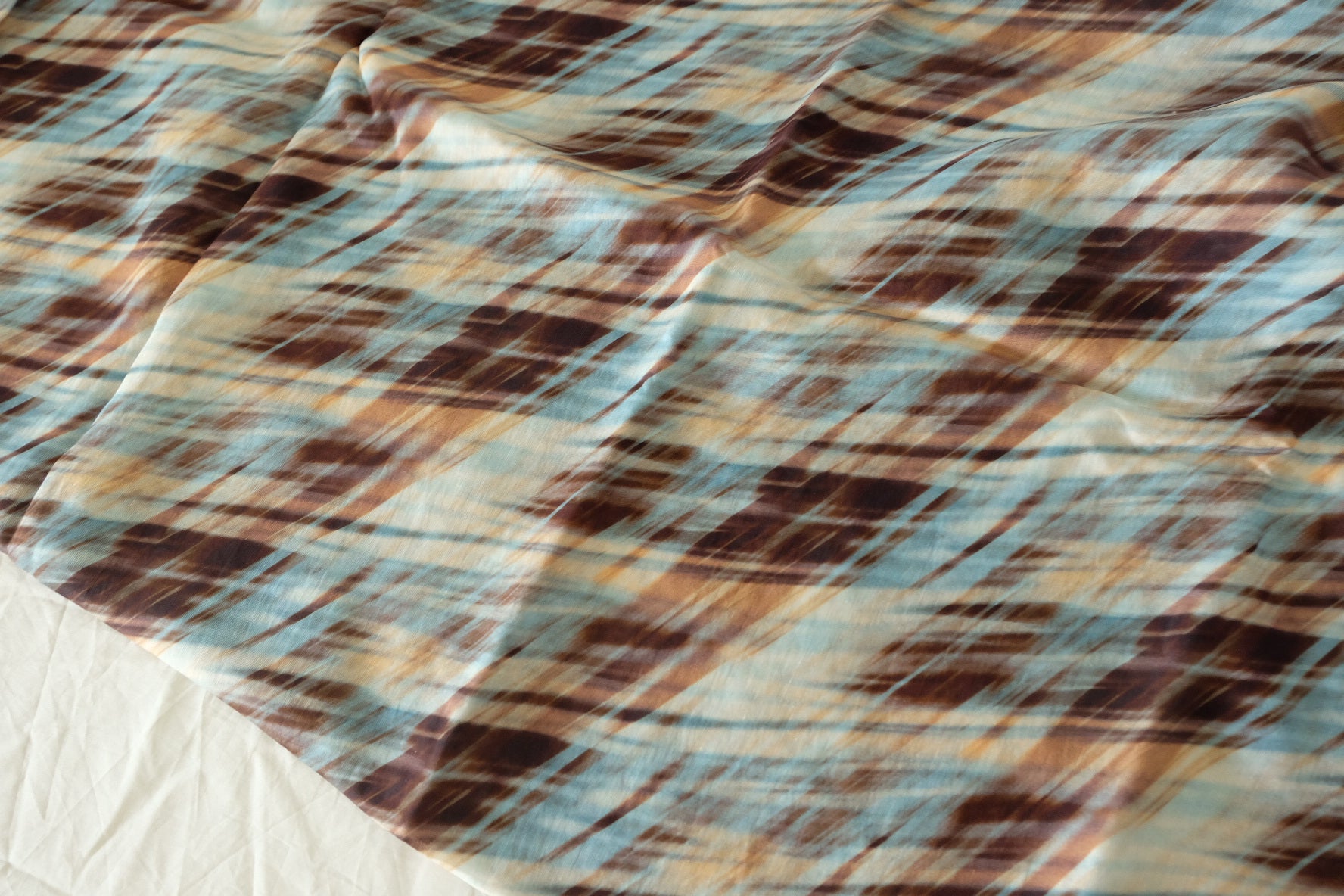 Soft Abstract Plaid Tencel Linen Fabric - 2.2 yd