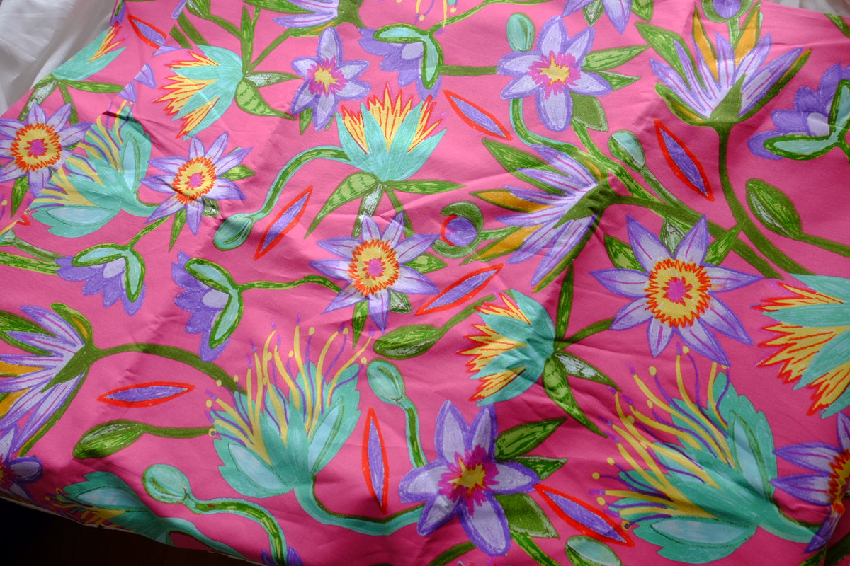 Pink Botanical Cotton Linen Canvas – 3.3 yd
